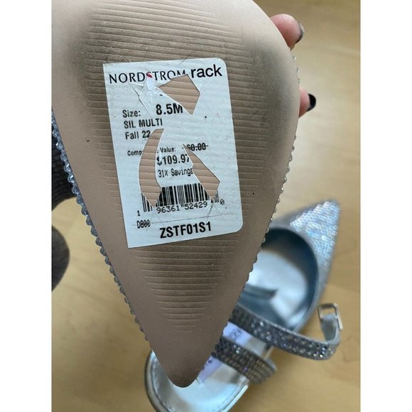 Steve Madden BNWT "Zestful" silver stone heel pointed toe - Picture 7 of 8
